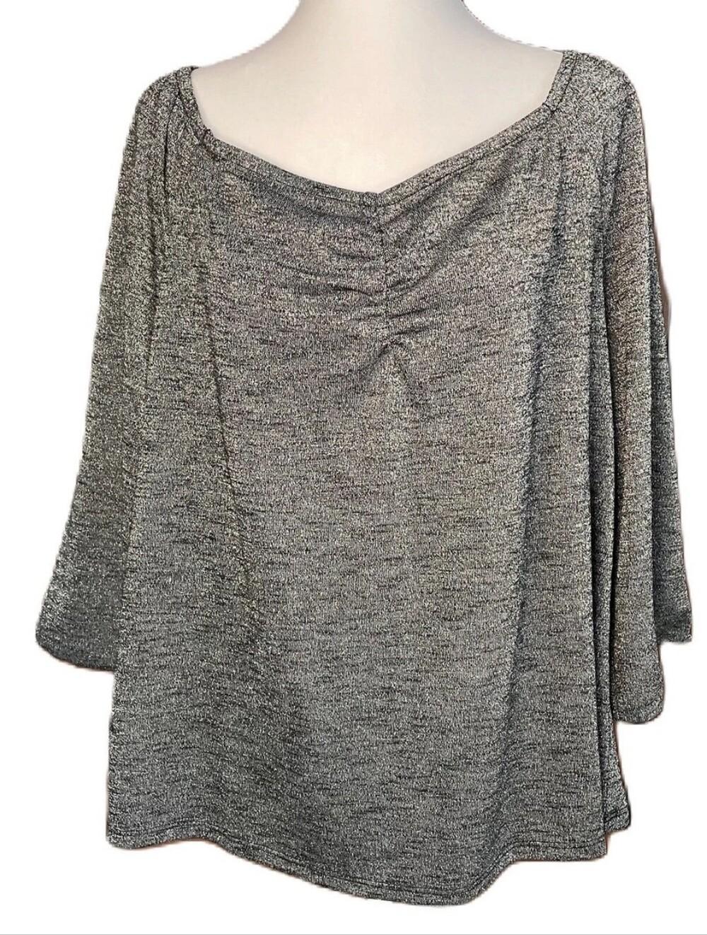 Cato Metallic Silver Off-the-Shoulder Sweater